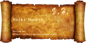 Velki Henrik névjegykártya
